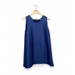 ALQUEMA Crinkle Dress Womens Sz 1 (Medium) Sleeveless‎ Shift Dress Stretch Blue